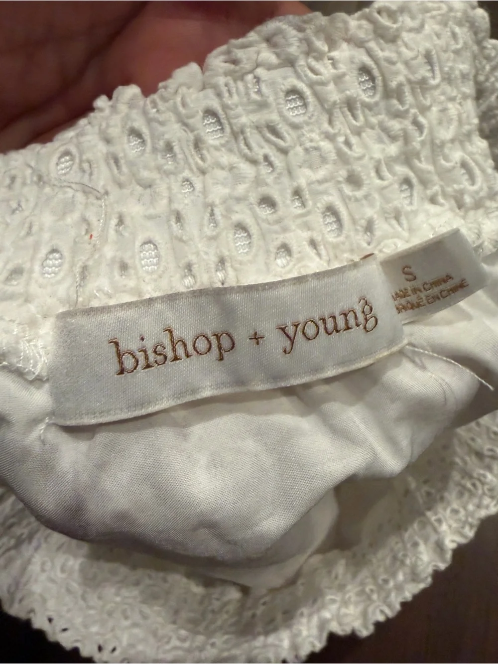 Bishop + Young White Eyelet Tiered Mini Skirt Small